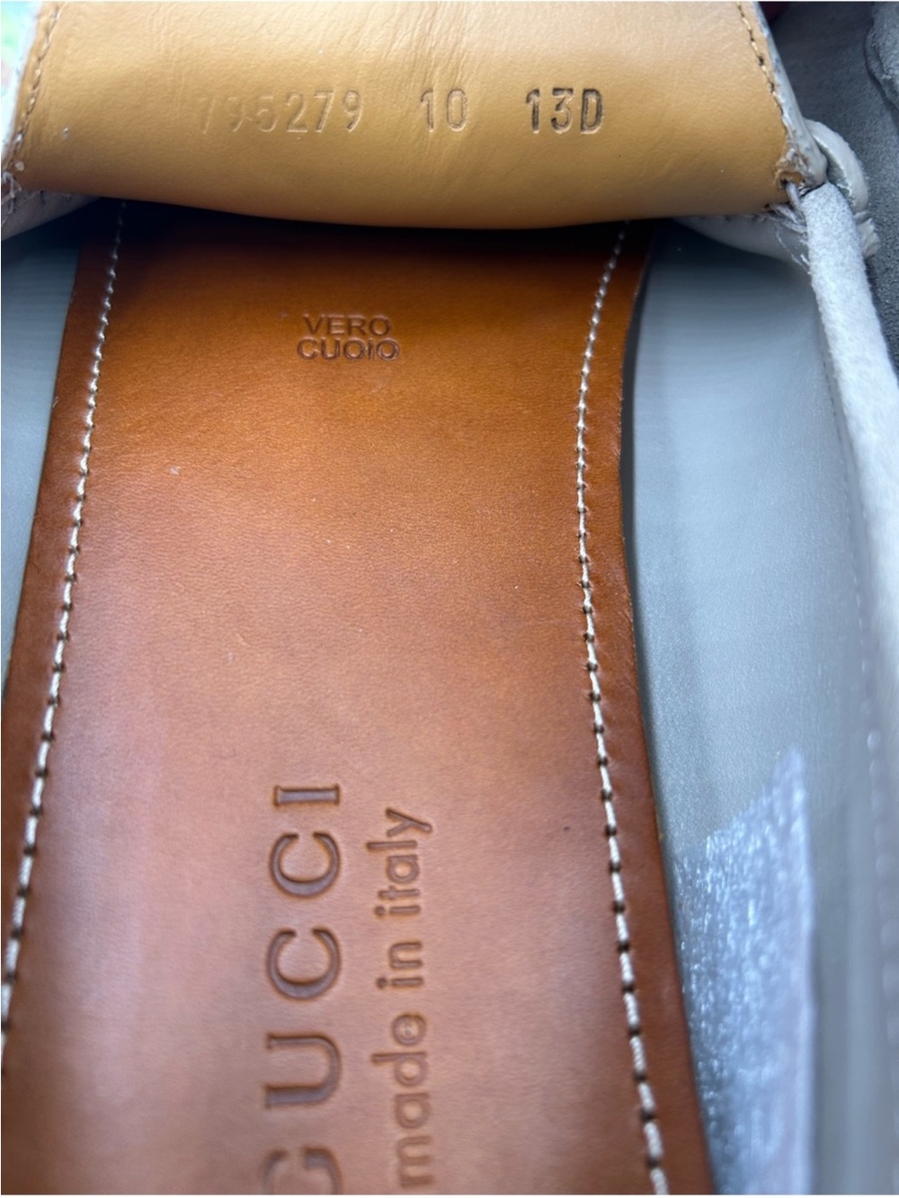 SOLD !!!!!! Men’s Gucci GG embossed oatmeal suede   loafers size 10 fits 10.5 US - Picture 9 of 10